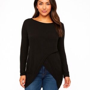 🌺 MINKPINK Cropped High-Low Tunic Black Sweater Women’s Size XS